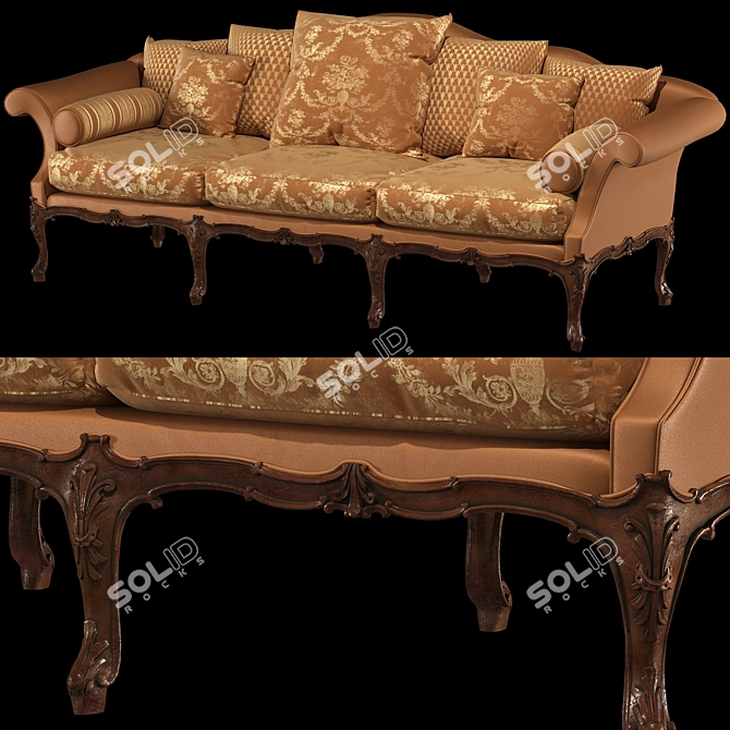 Antique English Sofa Settees 3D model image 3