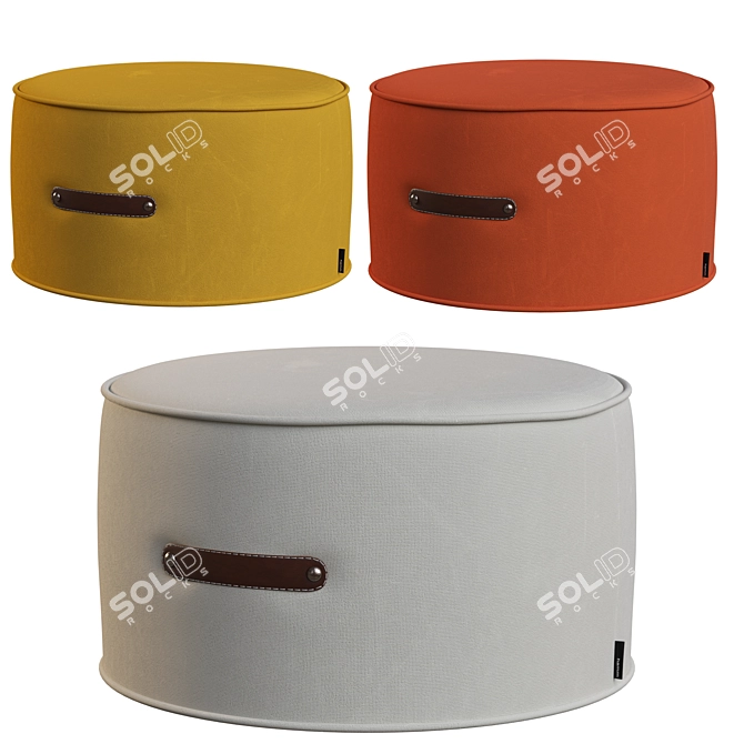 Boho Chic Round Ottoman 3D model image 1
