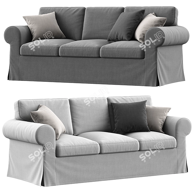 Modern Grey Upholstered Sofa Bed 3D model image 1