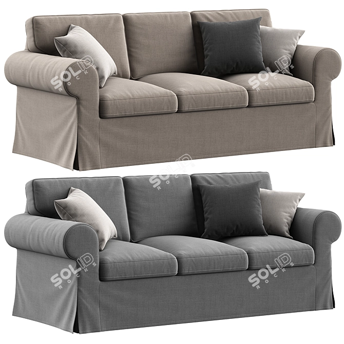 Modern Grey Upholstered Sofa Bed 3D model image 2