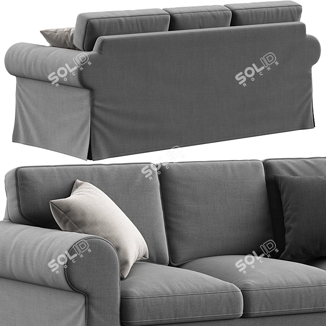 Modern Grey Upholstered Sofa Bed 3D model image 3