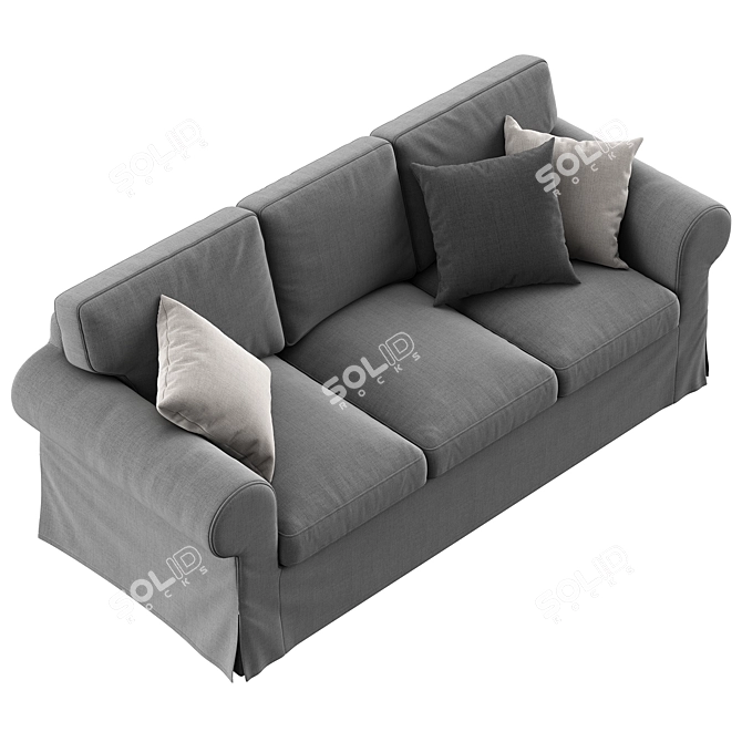 Modern Grey Upholstered Sofa Bed 3D model image 4