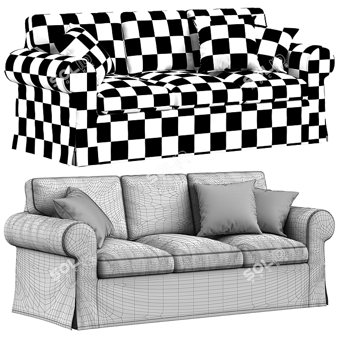 Modern Grey Upholstered Sofa Bed 3D model image 5