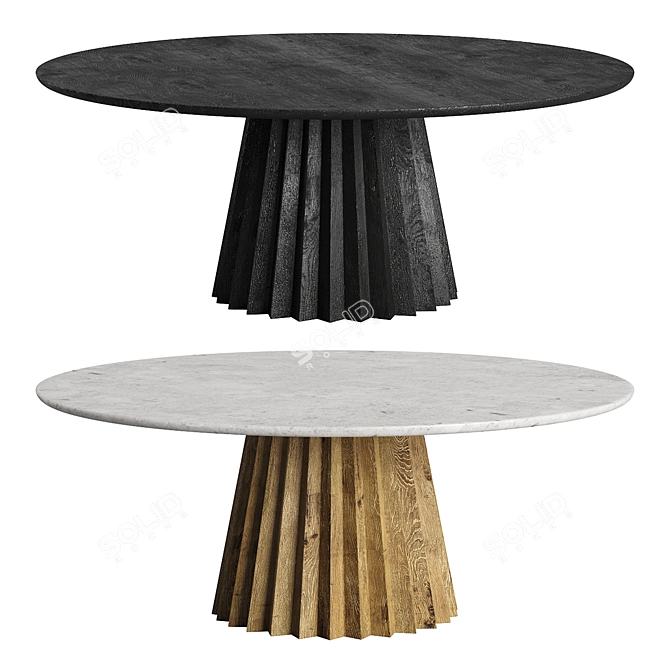 Geometric Mango Wood Marble Coffee Table 3D model image 1