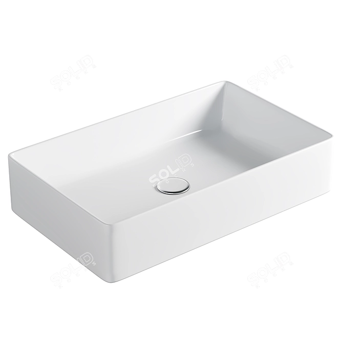 Sleek Kube Rectangular Washbasin 3D model image 1