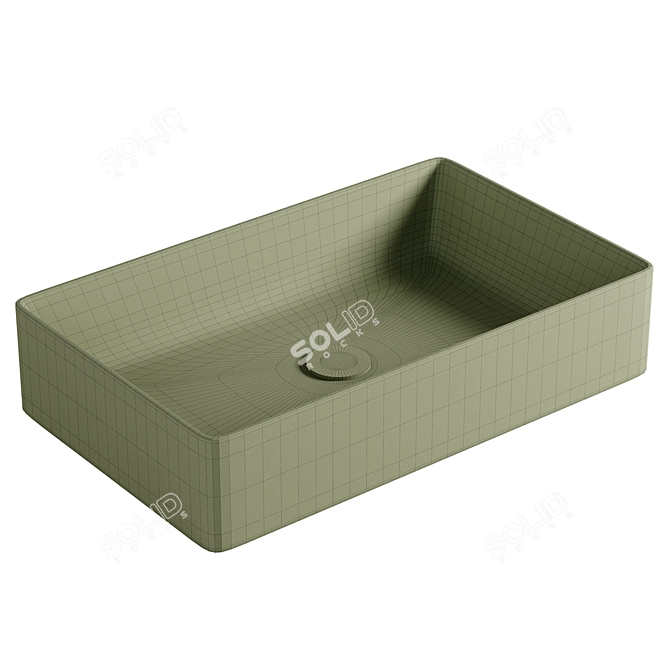 Sleek Kube Rectangular Washbasin 3D model image 2