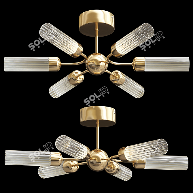 Modern Brushed Brass LED Ceiling Light 3D model image 1