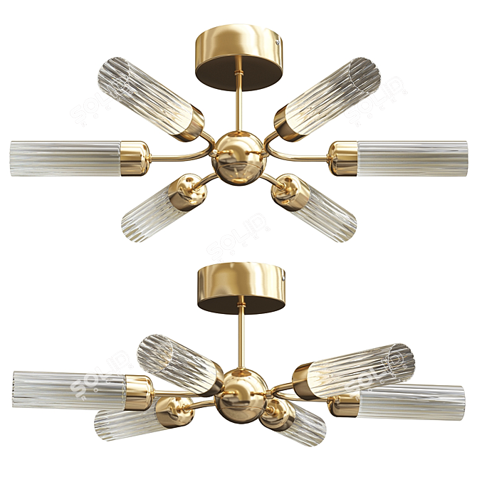 Modern Brushed Brass LED Ceiling Light 3D model image 2