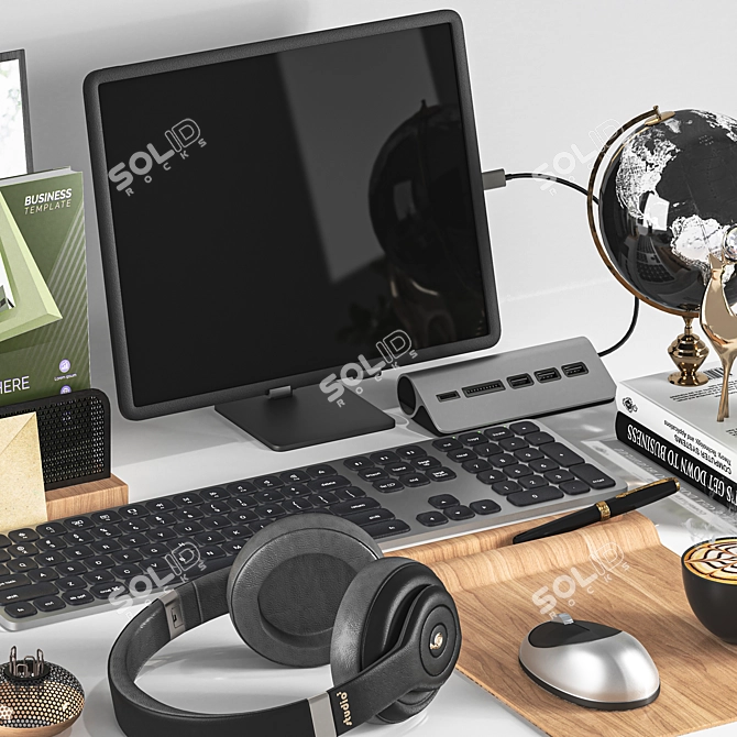 Sleek Workspace Accessory Set 3D model image 2