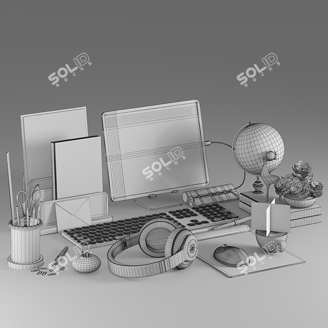 Sleek Workspace Accessory Set 3D model image 4