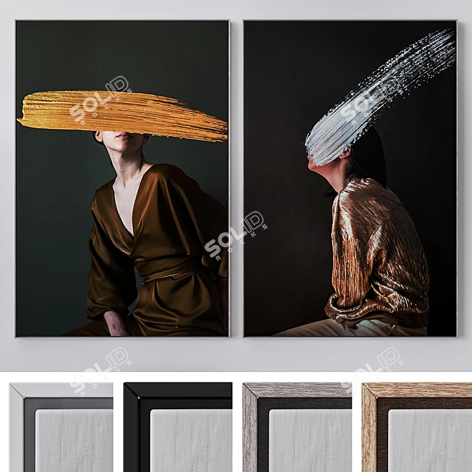 Wall Art Set with Frames 3D model image 1