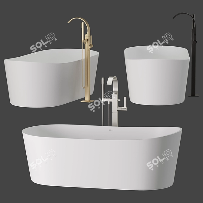 InBani Giro Bathtub & Mixer 3D model image 1