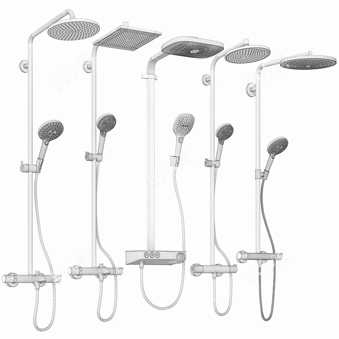 Hansgrohe Shower Systems Bundle 3D model image 7