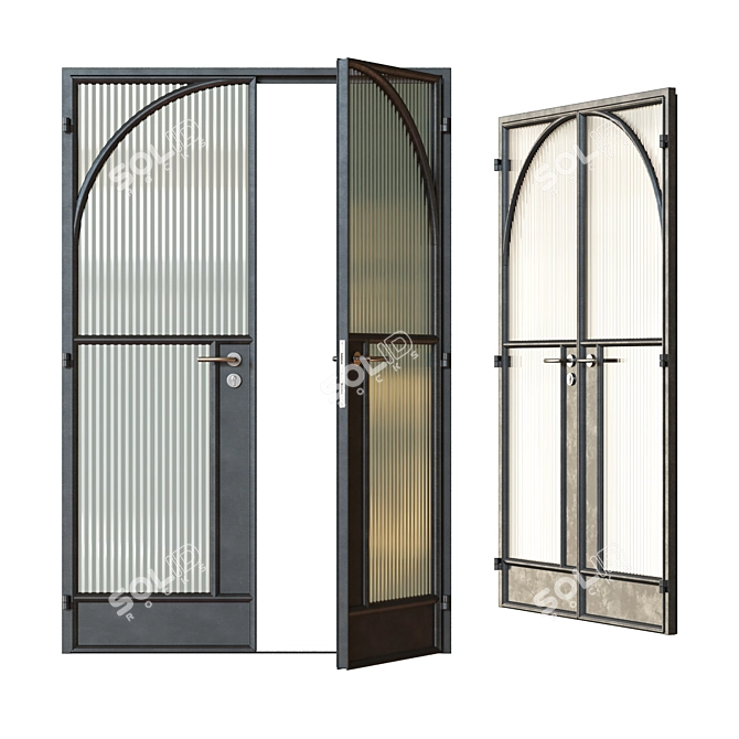 Elegant Pivot Toorak Glass Door 3D model image 1