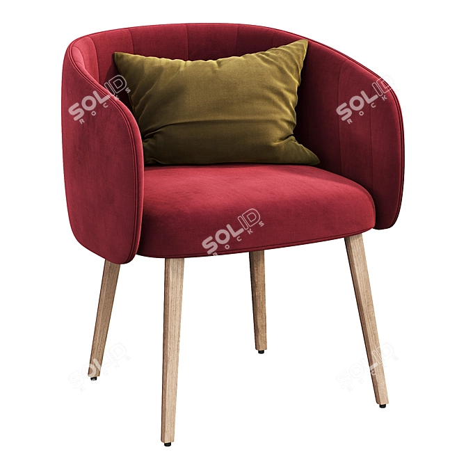 Elegant Shell Chair in Coral 3D model image 1