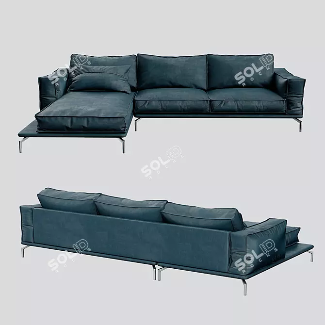 Premium Leather Corner Sofa Div-704 3D model image 1