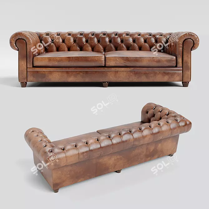 Classic Premium Leather Sofa Div-707 3D model image 1