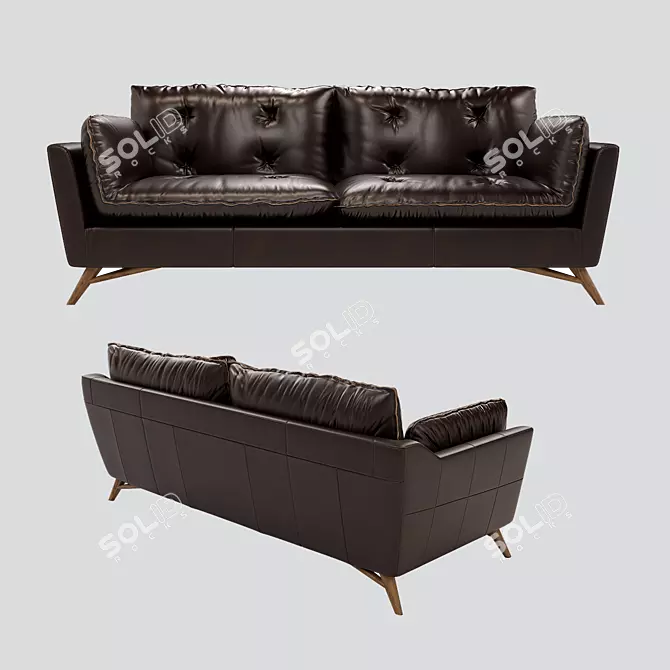 Vintage Charm Premium Leather Sofa 3D model image 1