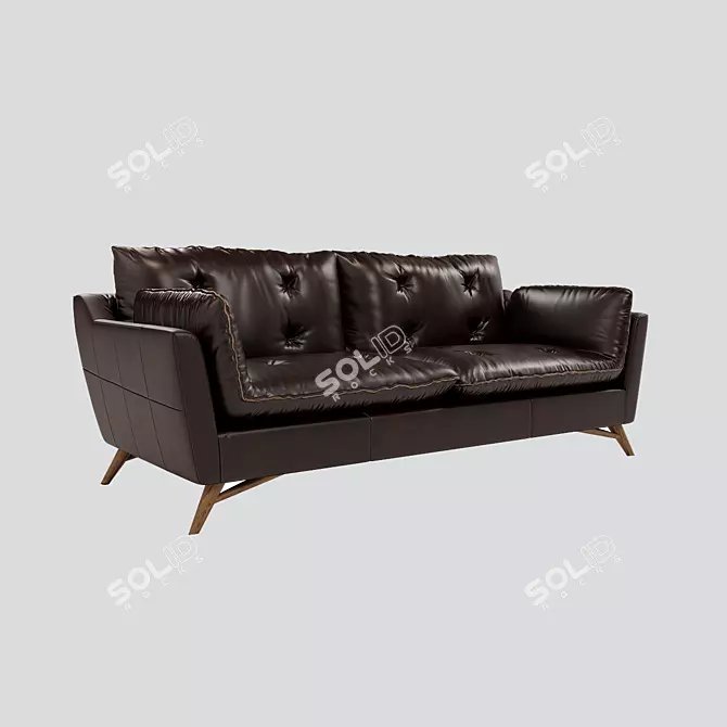 Vintage Charm Premium Leather Sofa 3D model image 2