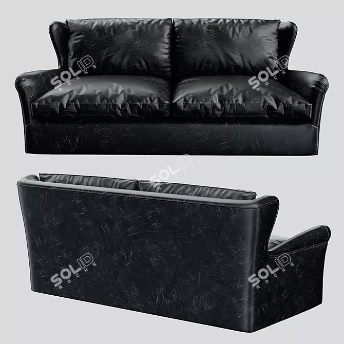 Premium Leather Sofa with Removable Cushions 3D model image 1