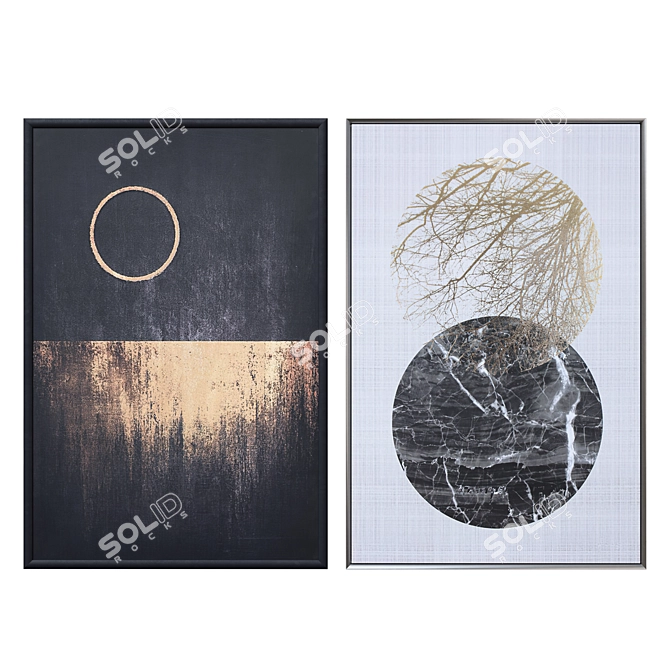 Golden Moon Sun Canvas Art 3D model image 1