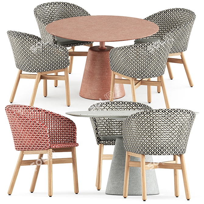 Outdoor Duo: Mbrace Armchair & Rock Table 3D model image 1