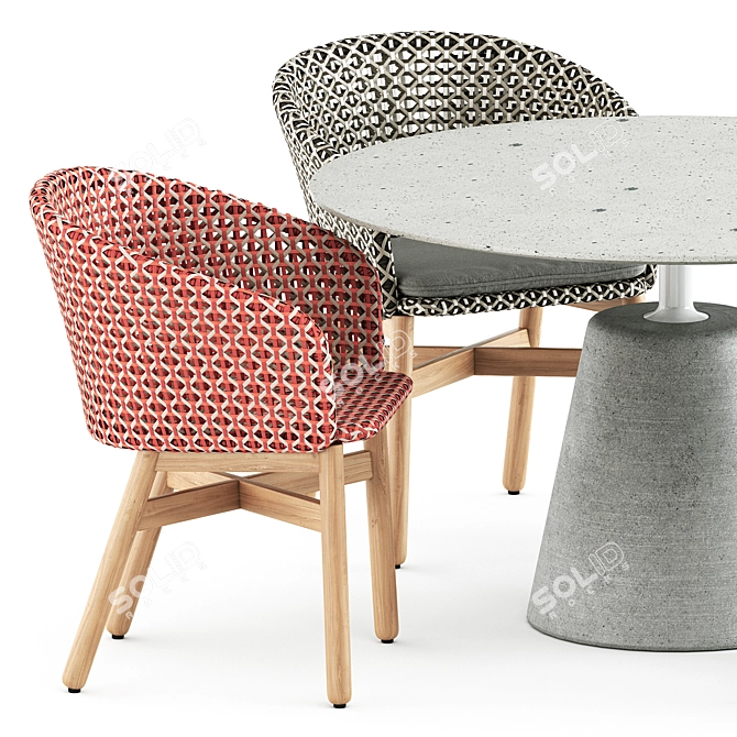 Outdoor Duo: Mbrace Armchair & Rock Table 3D model image 2