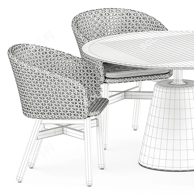 Outdoor Duo: Mbrace Armchair & Rock Table 3D model image 5