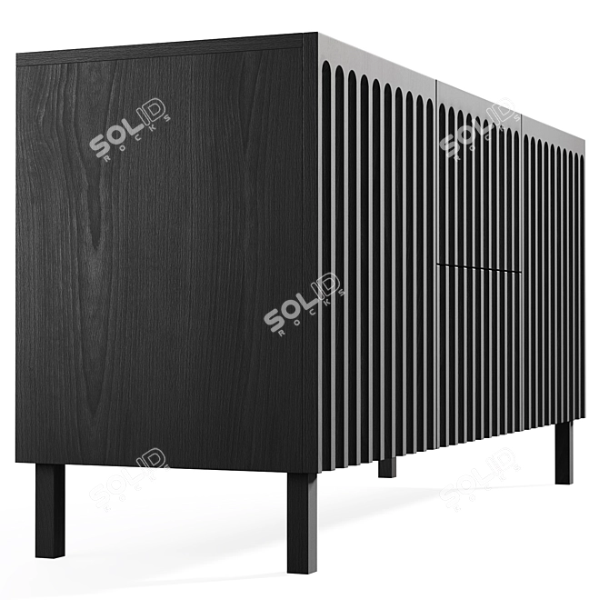 Modern FLUTED TV Stand Buffet 3D model image 2
