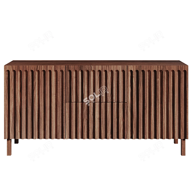 Modern FLUTED TV Stand Buffet 3D model image 3