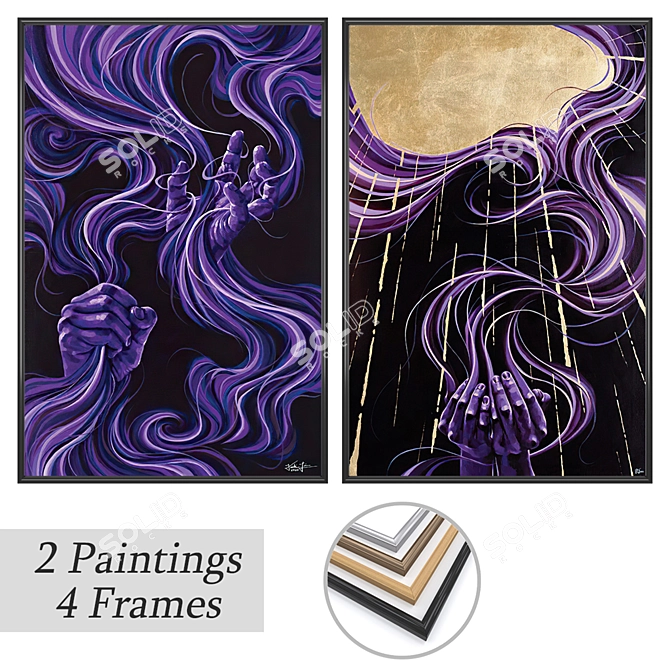 Wall Art Set with Frame Options 3D model image 1