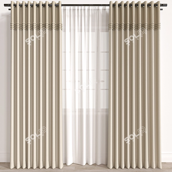 Vray & Corona Compatible Curtain 3D model image 1