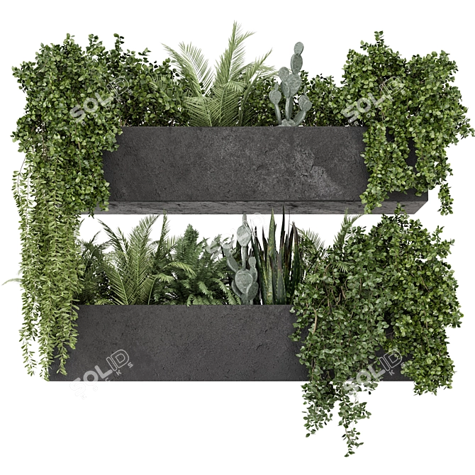 Rusty Concrete Pot Hanging Plants 3D model image 1