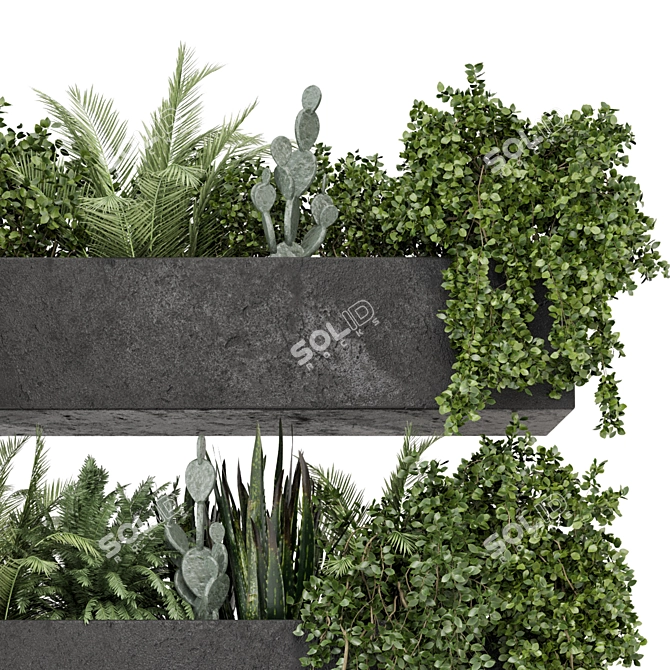 Rusty Concrete Pot Hanging Plants 3D model image 4