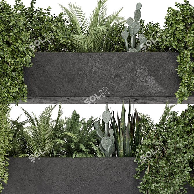 Rusty Concrete Pot Hanging Plants 3D model image 5