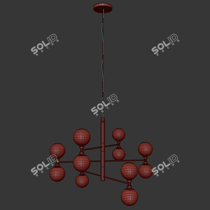 Sleek Black Glass Sphere Pendant 3D model image 6