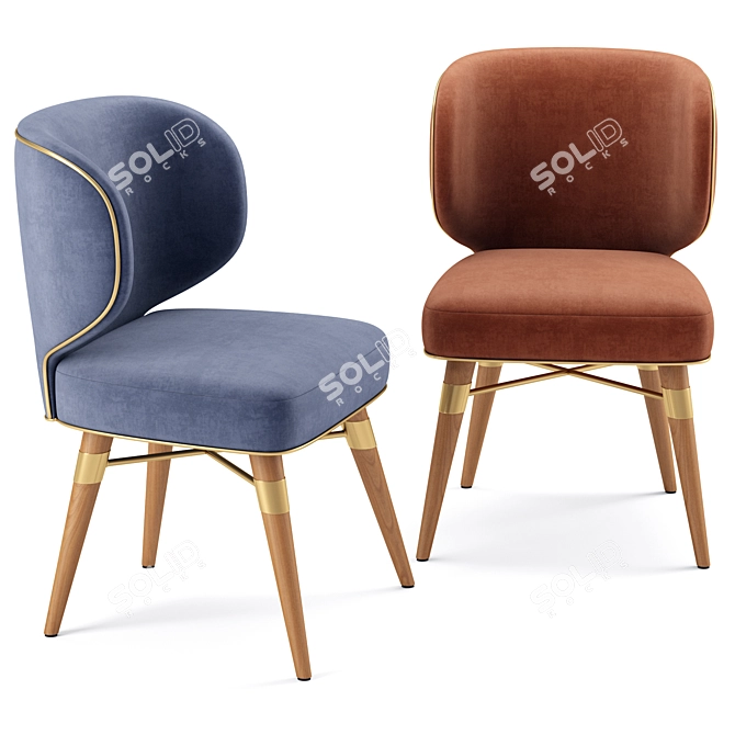 Elegant Louis Dining Chair Set 3D model image 5