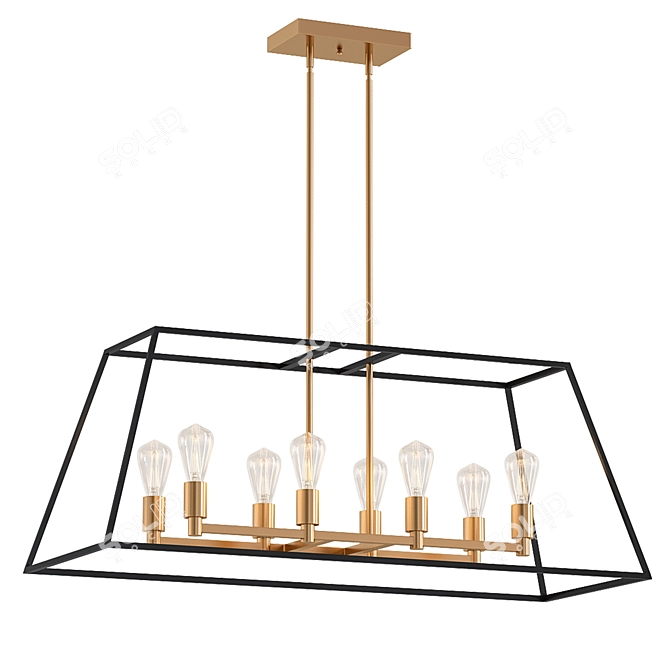 Vintage 8-Light Chandelier Black Gold 3D model image 1