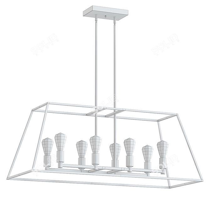 Vintage 8-Light Chandelier Black Gold 3D model image 2