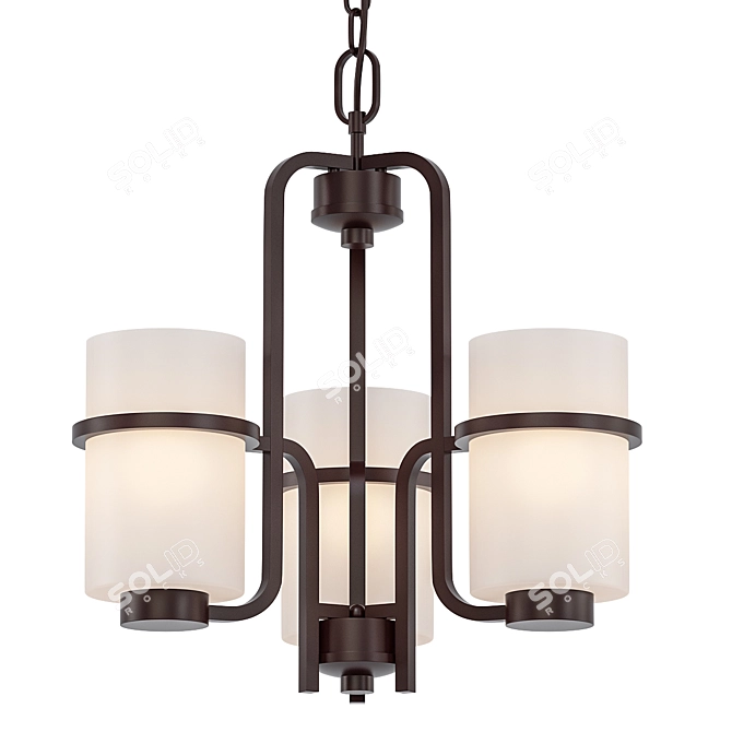 Antique Bronze 3-Light Chandelier 3D model image 1