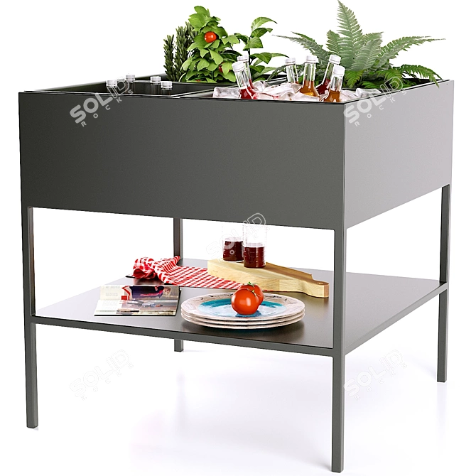 Metallic Quadrangular Garden Console | La Redoute 3D model image 2