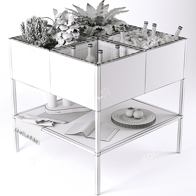 Metallic Quadrangular Garden Console | La Redoute 3D model image 6