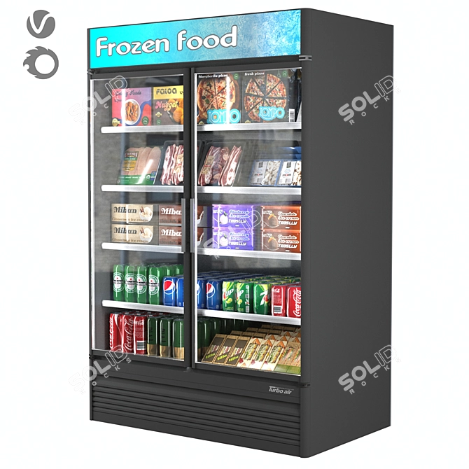 Turbo Air Glass Door Commercial Refrigerator 3D model image 1