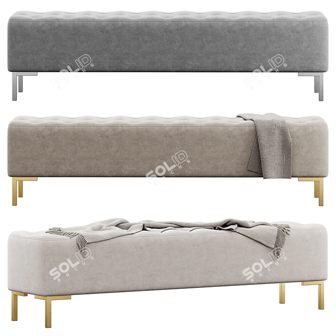 Osvaldo Upholstered Bench with Throw 3D model image 1