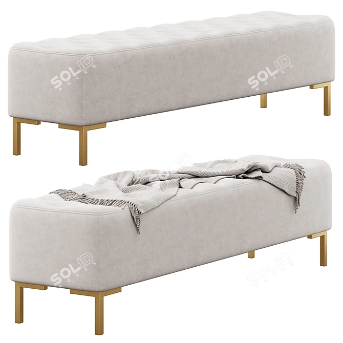 Osvaldo Upholstered Bench with Throw 3D model image 2