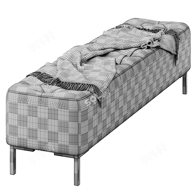 Osvaldo Upholstered Bench with Throw 3D model image 4