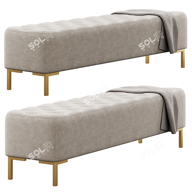 Osvaldo Upholstered Bench with Throw 3D model image 5