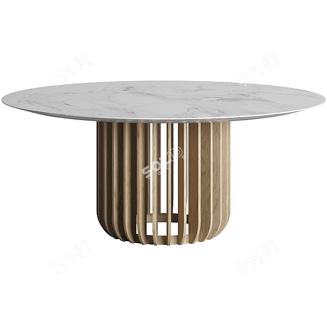 Elegant Juice Marble Oak Table 3D model image 1