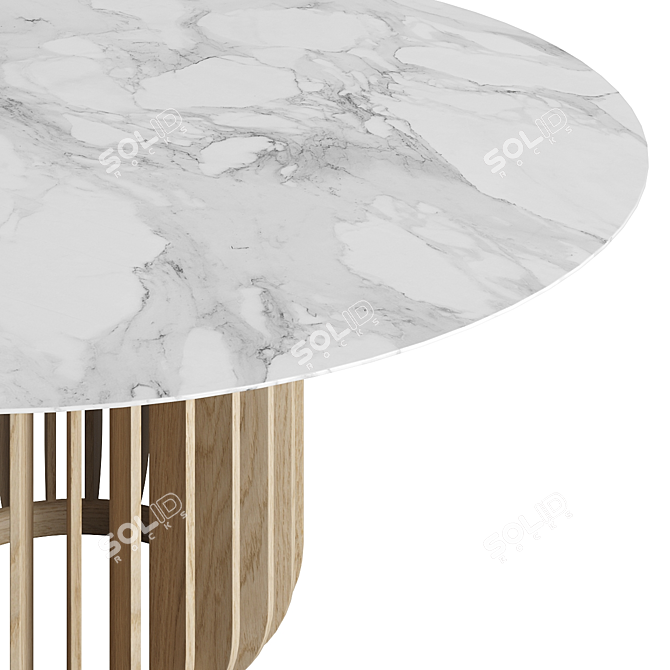 Elegant Juice Marble Oak Table 3D model image 2