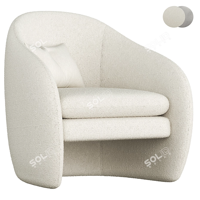 Modern Pavia Lounge Armchair 3D model image 2